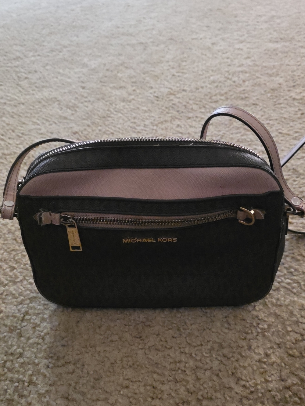 Michael Kors Black and Pink Logo Crossbody